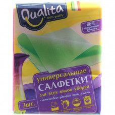 Салфетки для уборки Qualita вискозные 3 шт