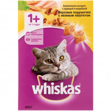 Корм для кошек Whiskas Вкусные подушечки курица/утка/индейка 350г